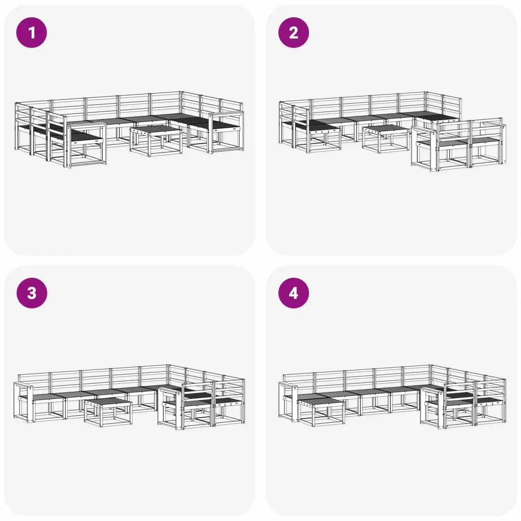 Set di divani da esterno 10 pcs Bianco Legno di Acacia Massello 3388258 - Image 8