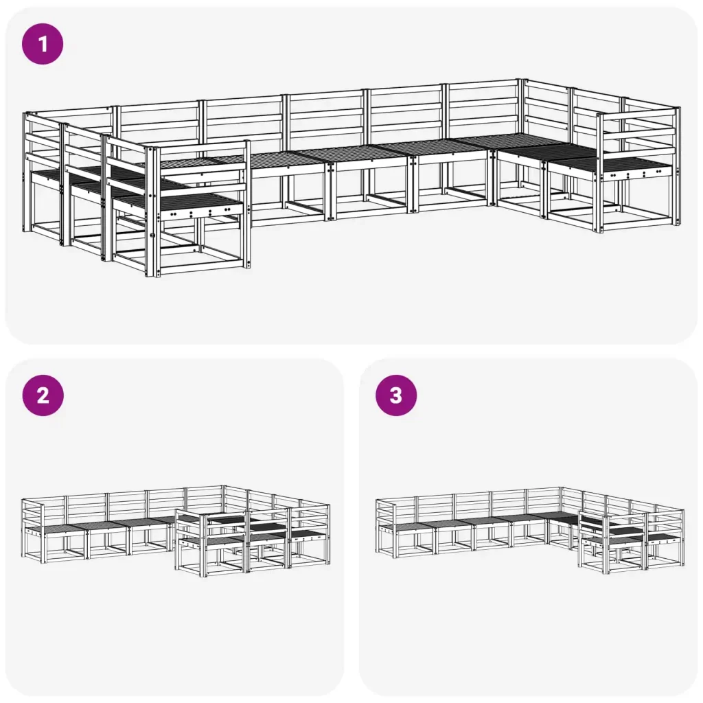 Set di divani da esterno 10 pcs Bianco Legno di Acacia Massello 3388273 - Image 6