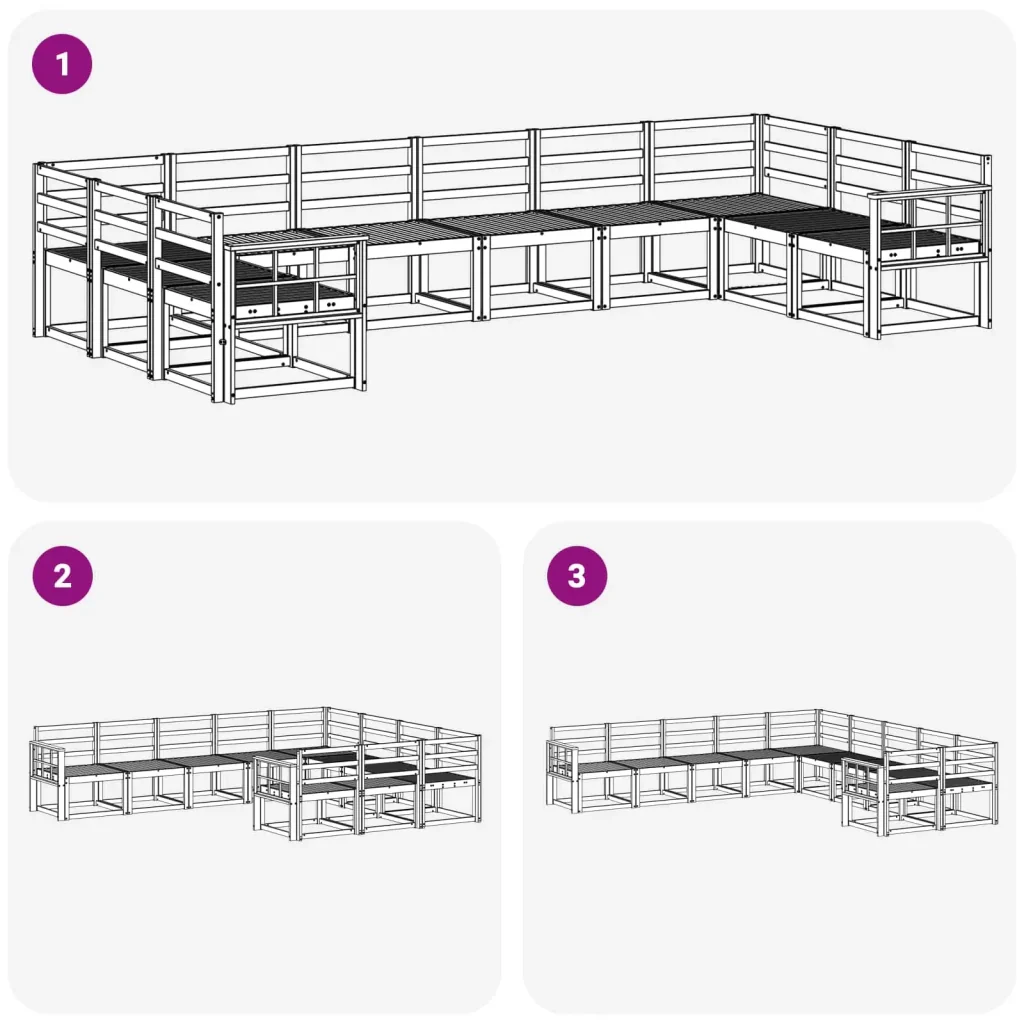 Set di divani da esterno 10 pcs Bianco Legno di Acacia Massello 3388298 - Image 6