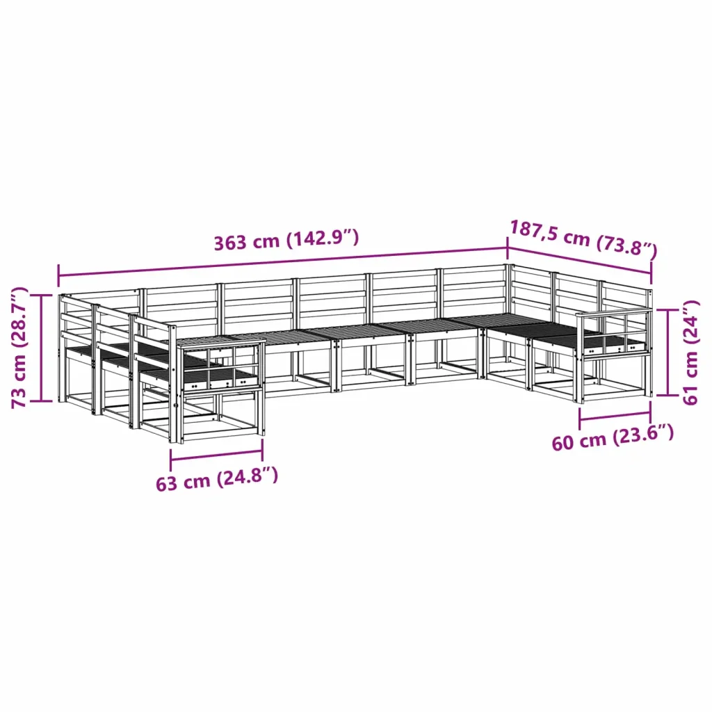 Set di divani da esterno 10 pcs Bianco Legno di Acacia Massello 3388298 - Image 7
