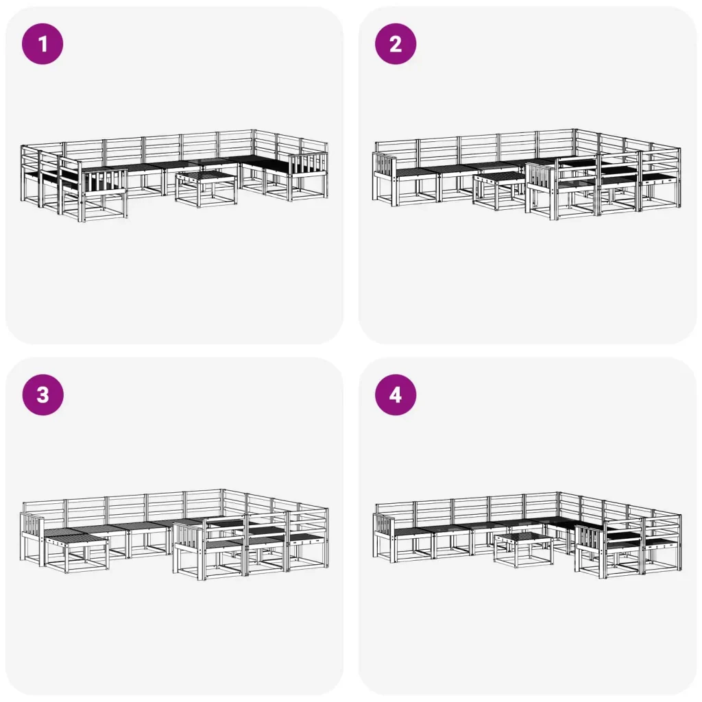 Set di divani da esterno 11 pcs Bianco Legno di Acacia Massello 3388318 - Image 8