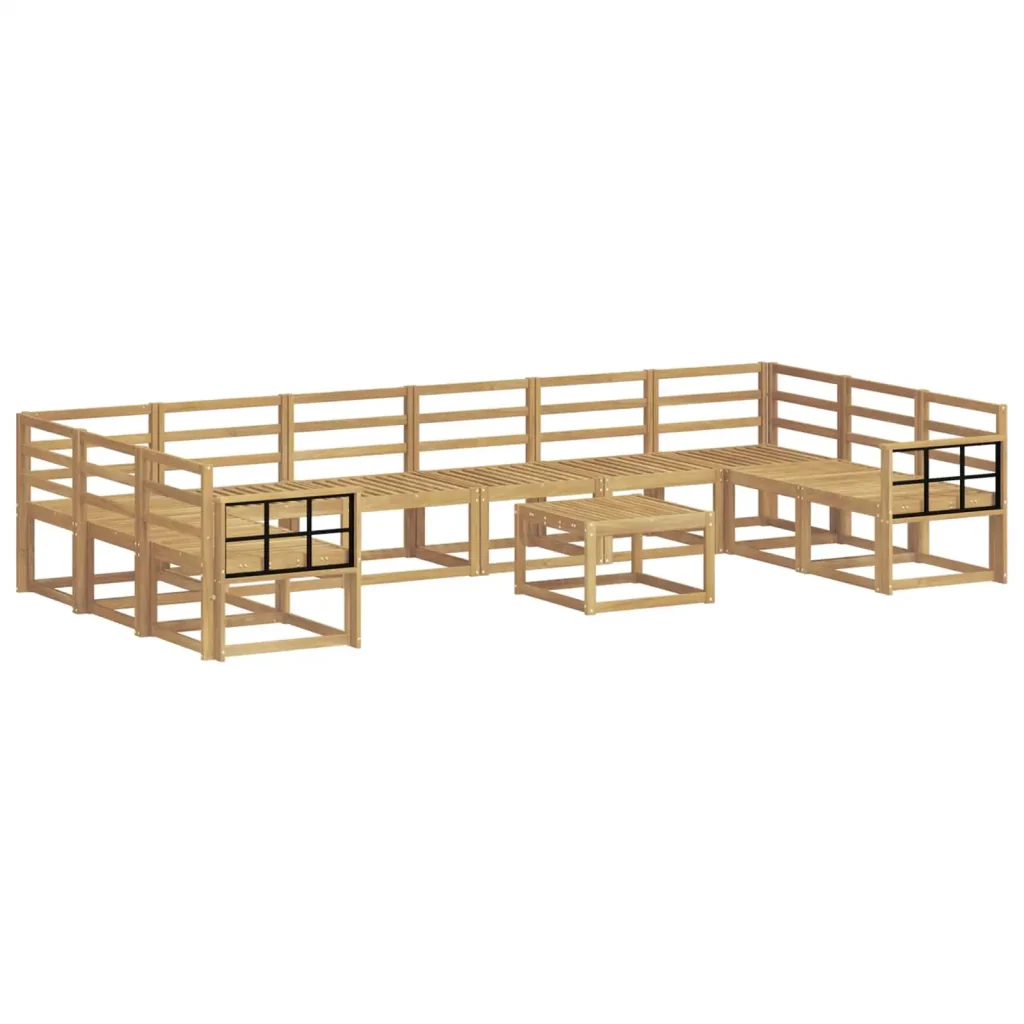 Set di divani da esterno 11 pcs Bianco Legno di Acacia Massello 3388333 - Image 2