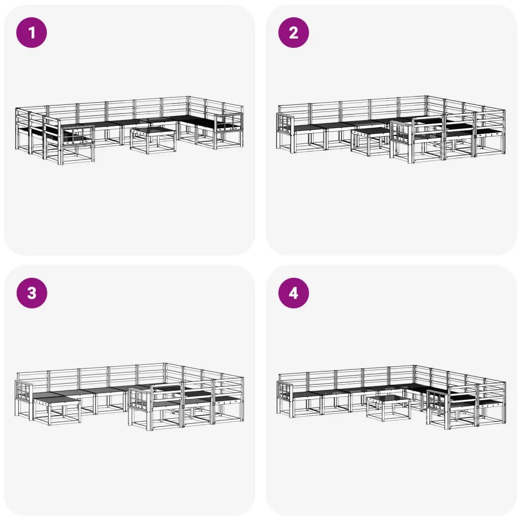 Set di divani da esterno 11 pcs Bianco Legno di Acacia Massello 3388333 - Image 8