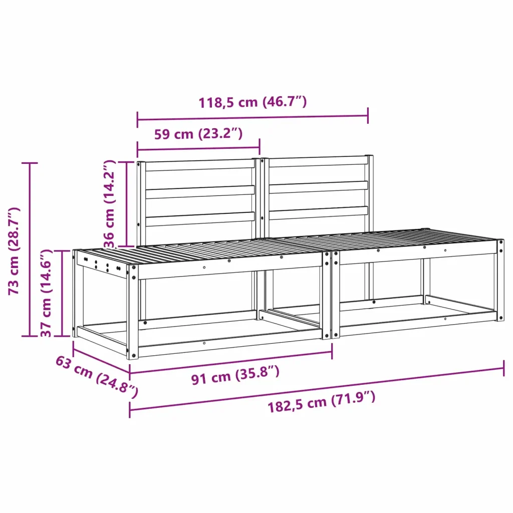 Set di divani da esterno 2 pcs Bianco 182,5 x 63 x 73 cm 3388173 - Image 7