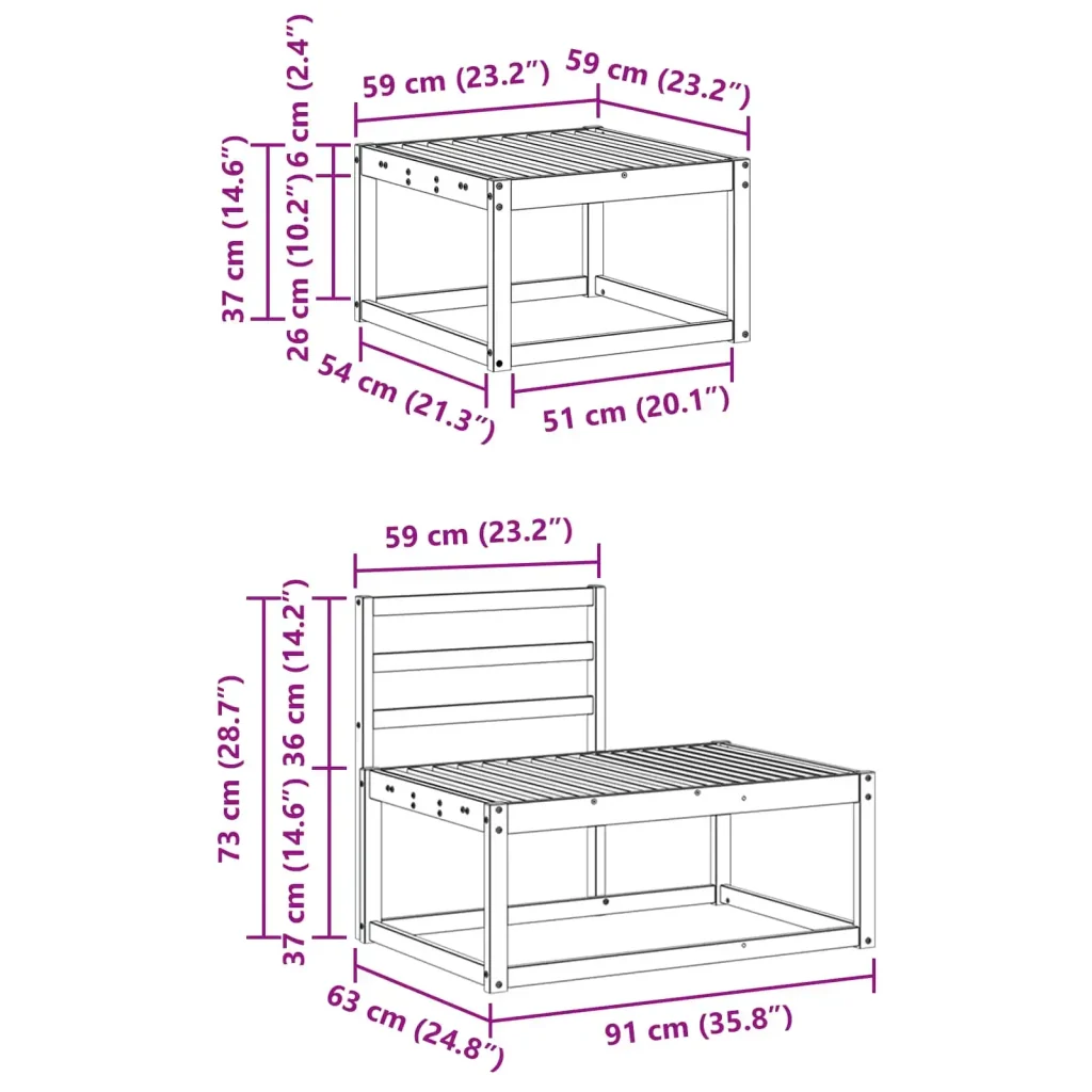 Set di divani da esterno 3 pcs Bianco Legno di Acacia Massello - Image 9