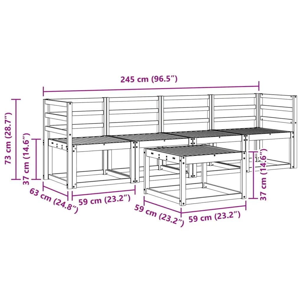 Set di divani da esterno 5 pcs Naturale 3365957 - Image 9