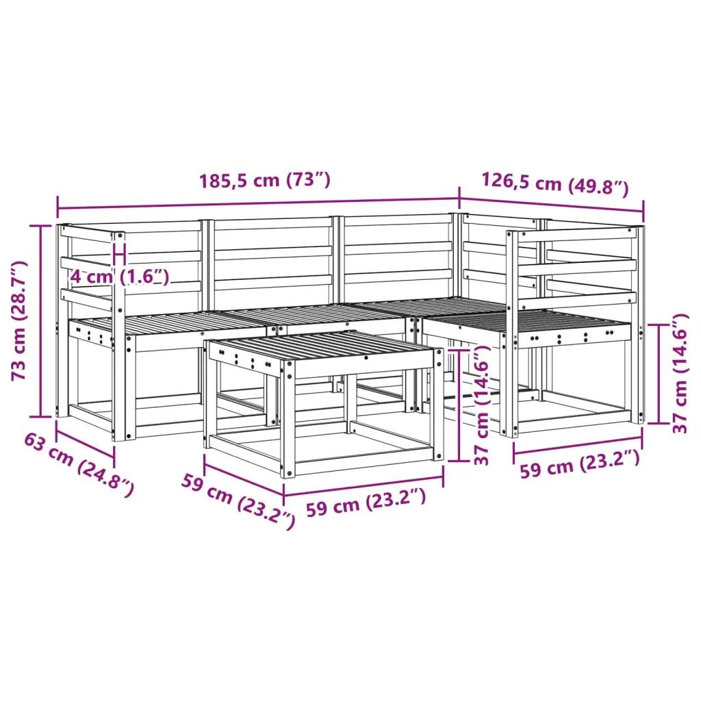 Set di divani da esterno 5 pcs Naturale 3366342 - Image 10