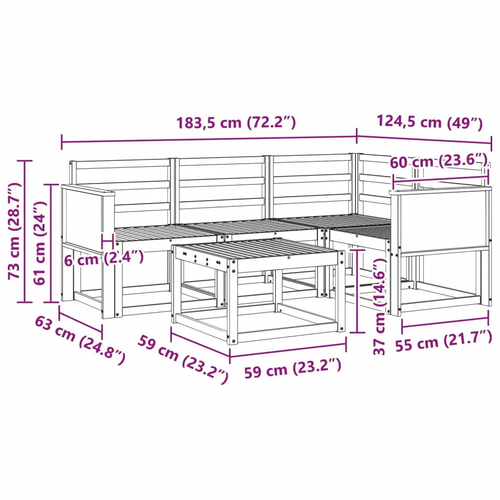 Set di divani da esterno 5 pcs Naturale 3385180 - Image 8
