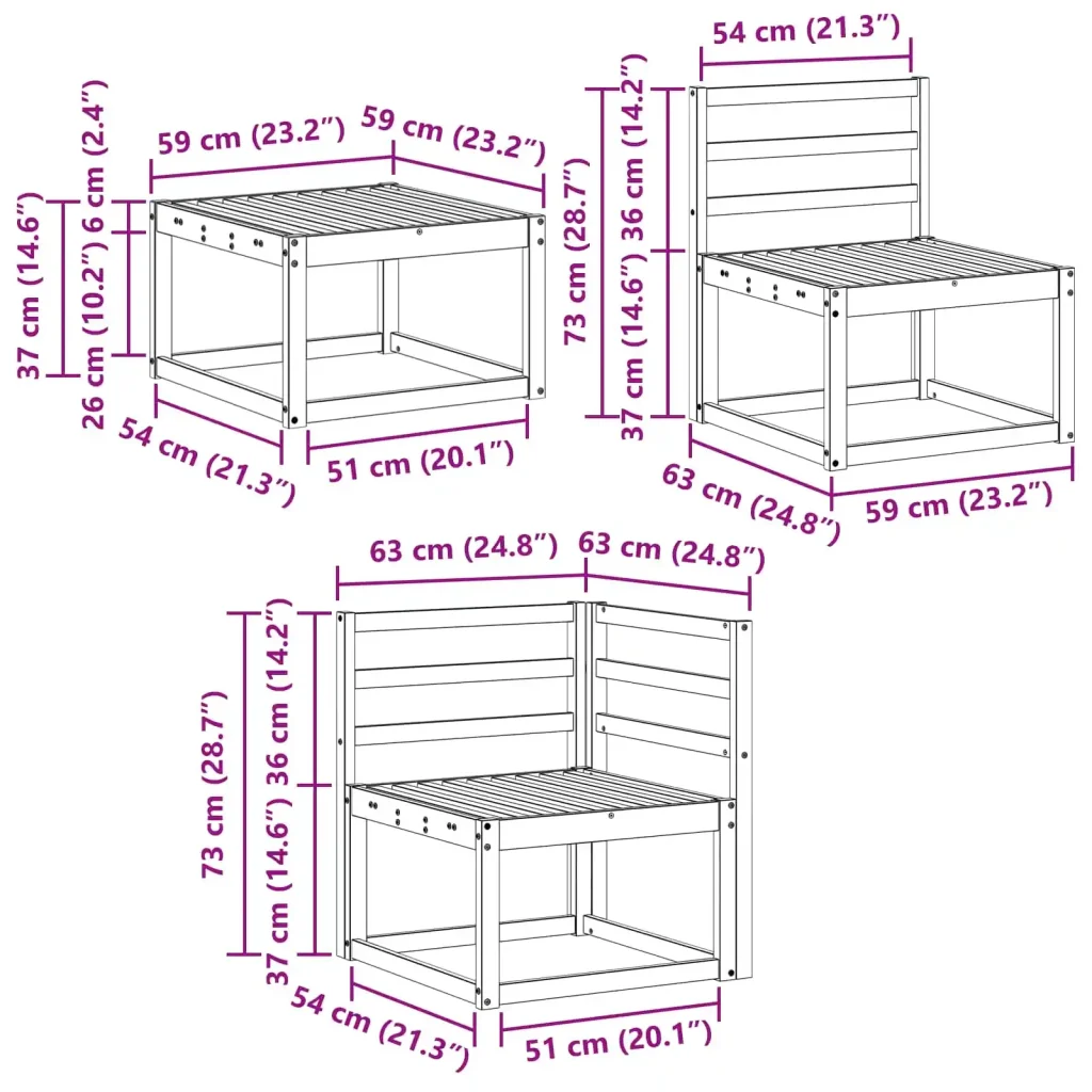 Set di divani da esterno 7 pcs Bianco 59 x 59 x 37 cm 3387323 - Image 9