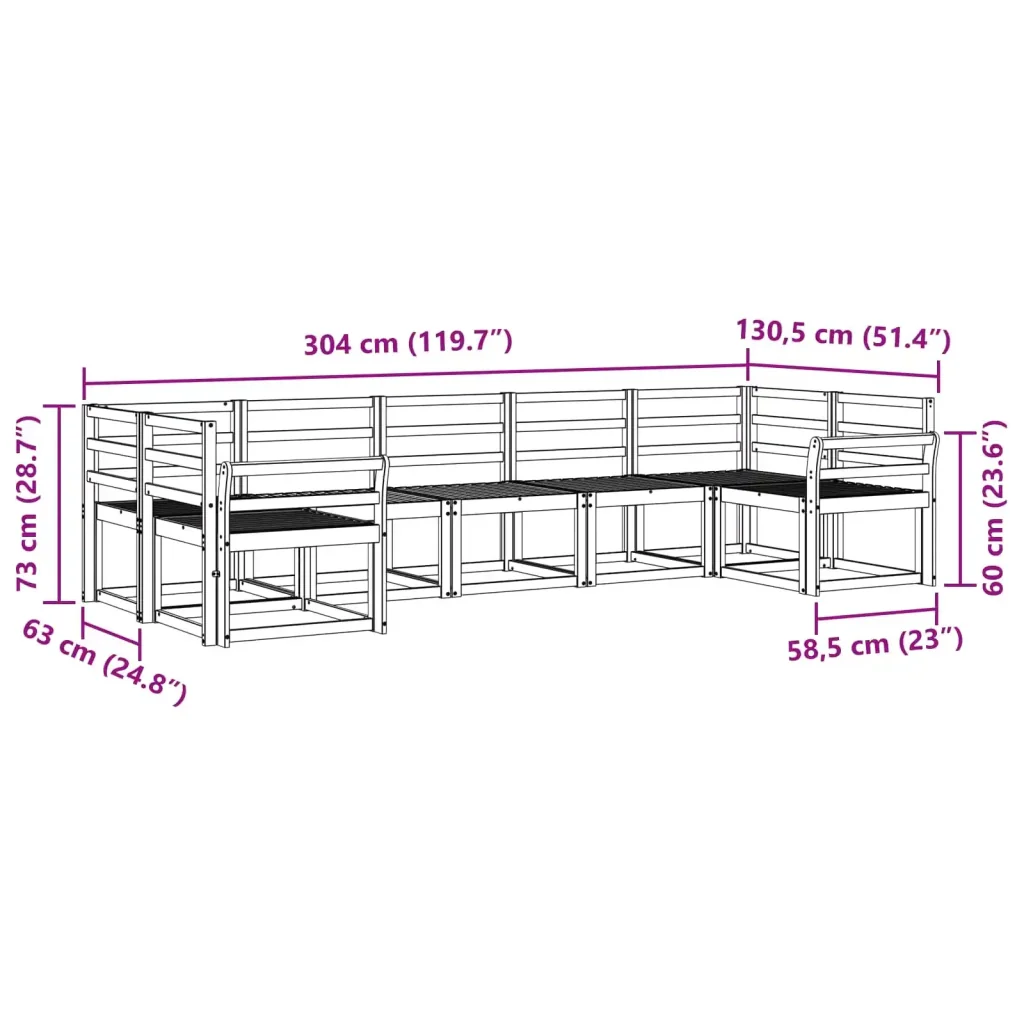 Set di divani da esterno 7 pcs Bianco Legno di Acacia Massello 3388153 - Image 6
