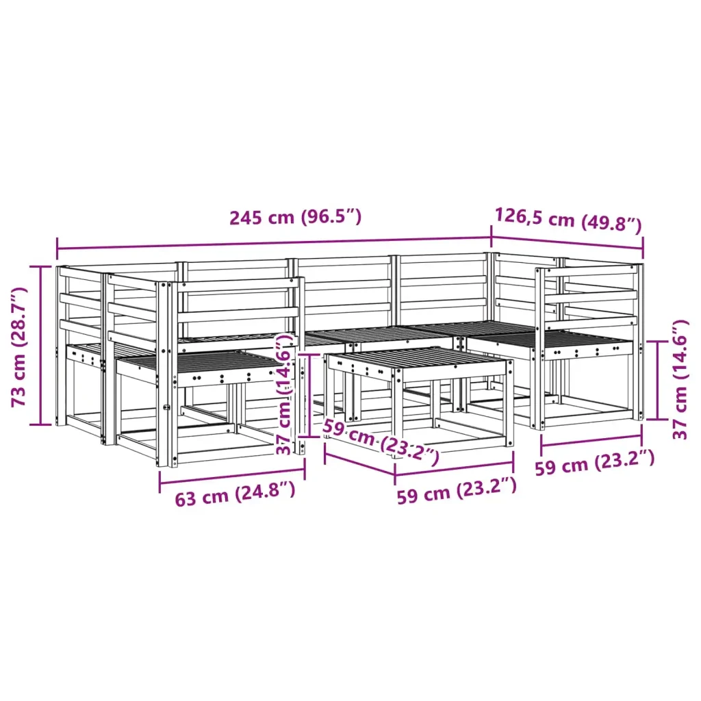 Set di divani da esterno 7 pcs Naturale 3366062 - Image 10