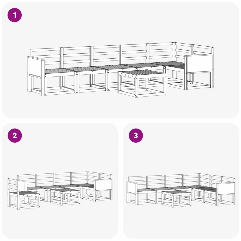 Set di divani da esterno 7 pcs Naturale 3385260 - Image 8