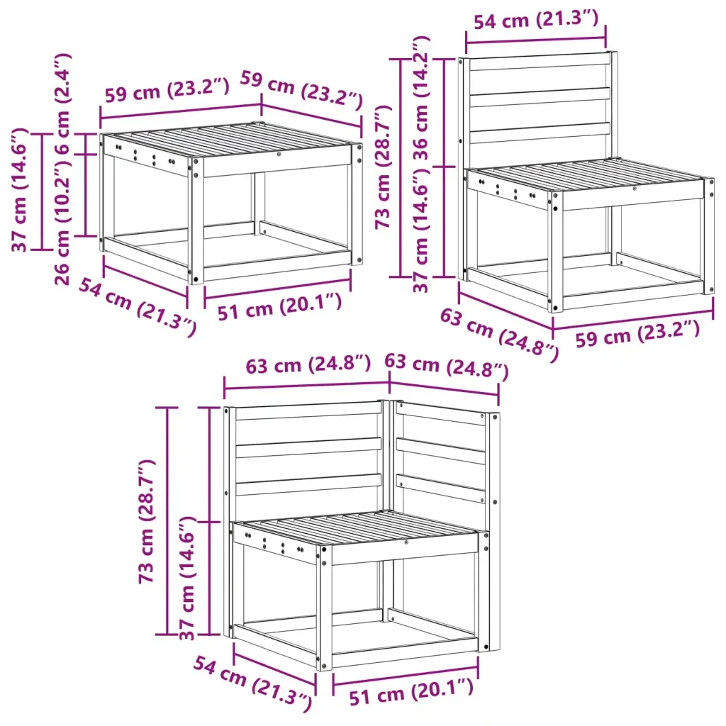 Set di divani da esterno 8 pcs Bianco 59 x 59 x 37 cm 3387388 - Image 9