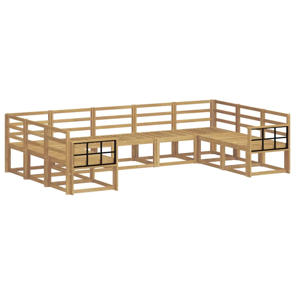 Set di divani da esterno 9 pcs Bianco Legno di Acacia Massello 3388228 - Image 2
