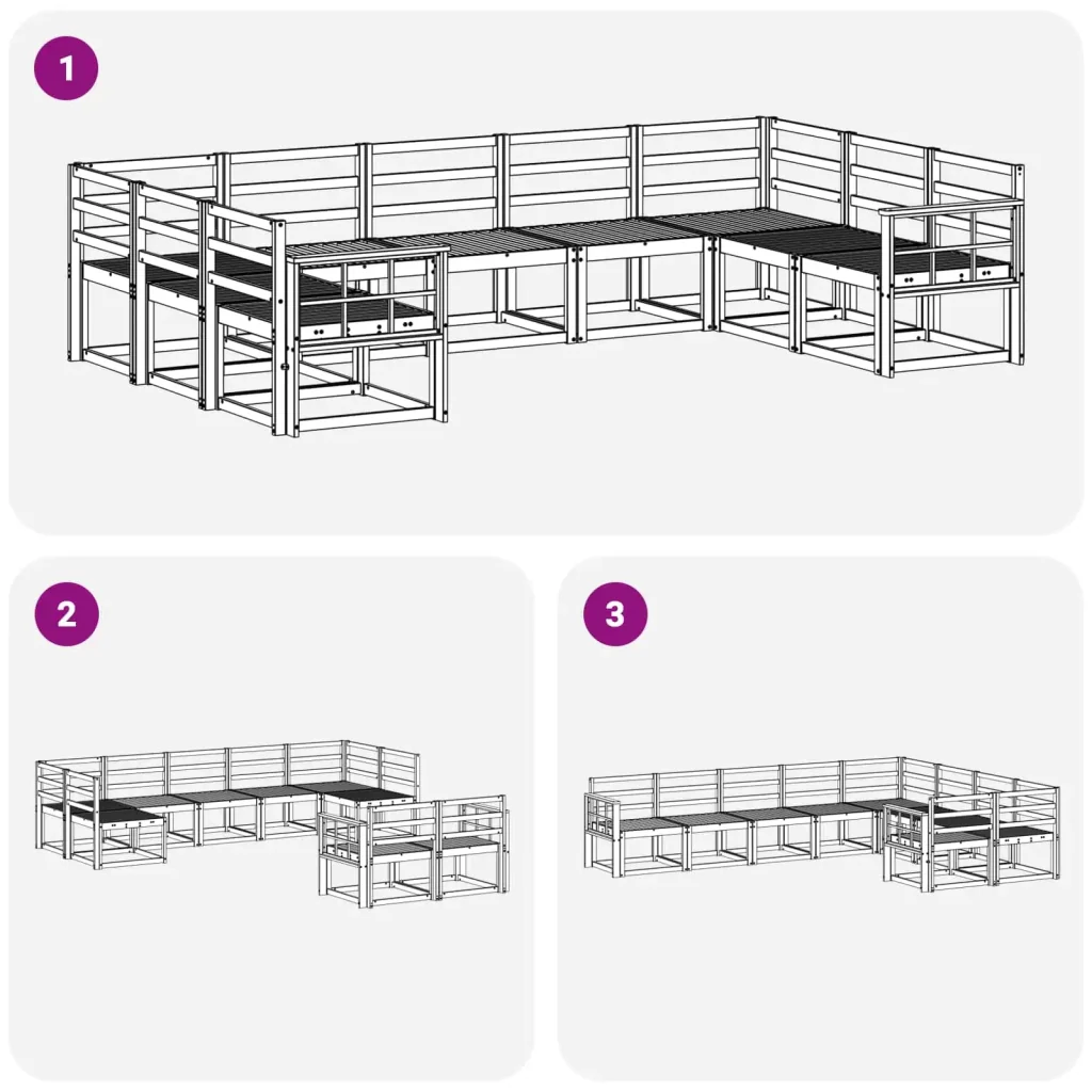 Set di divani da esterno 9 pcs Bianco Legno di Acacia Massello 3388228 - Image 6