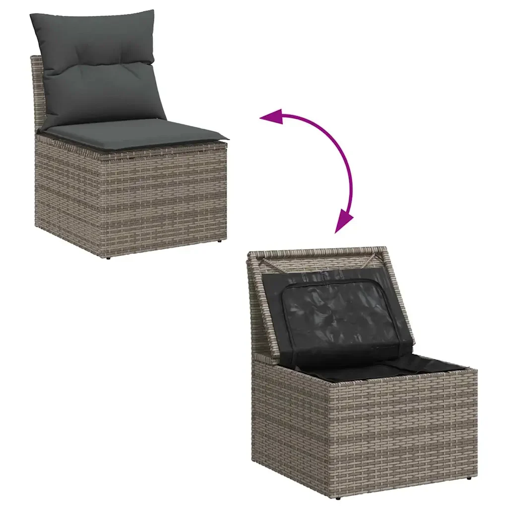Set Divano da Giardino con cuscino 10 pcs Grigio Poly Rattan 3364853 - Image 10