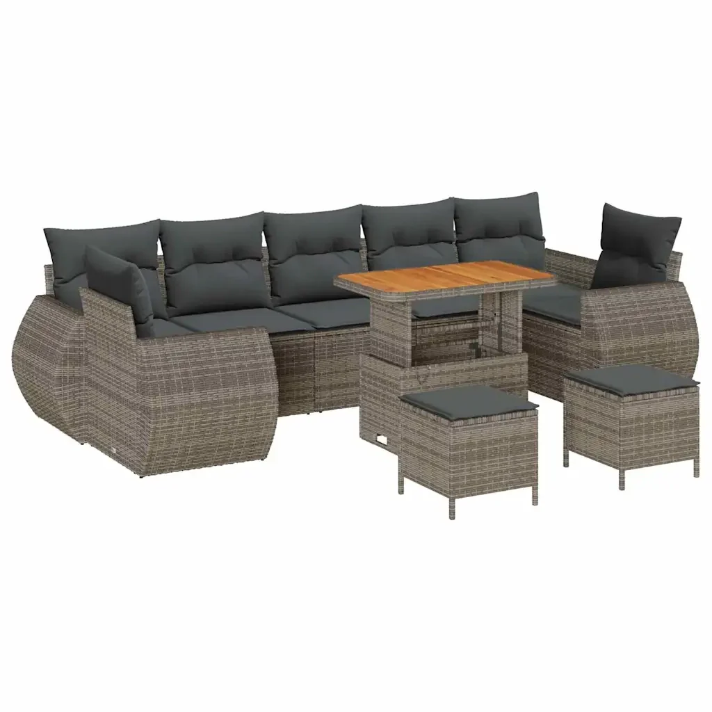 Set Divano da Giardino 10 pcs Grigio polyrattan 3361863 - Image 2