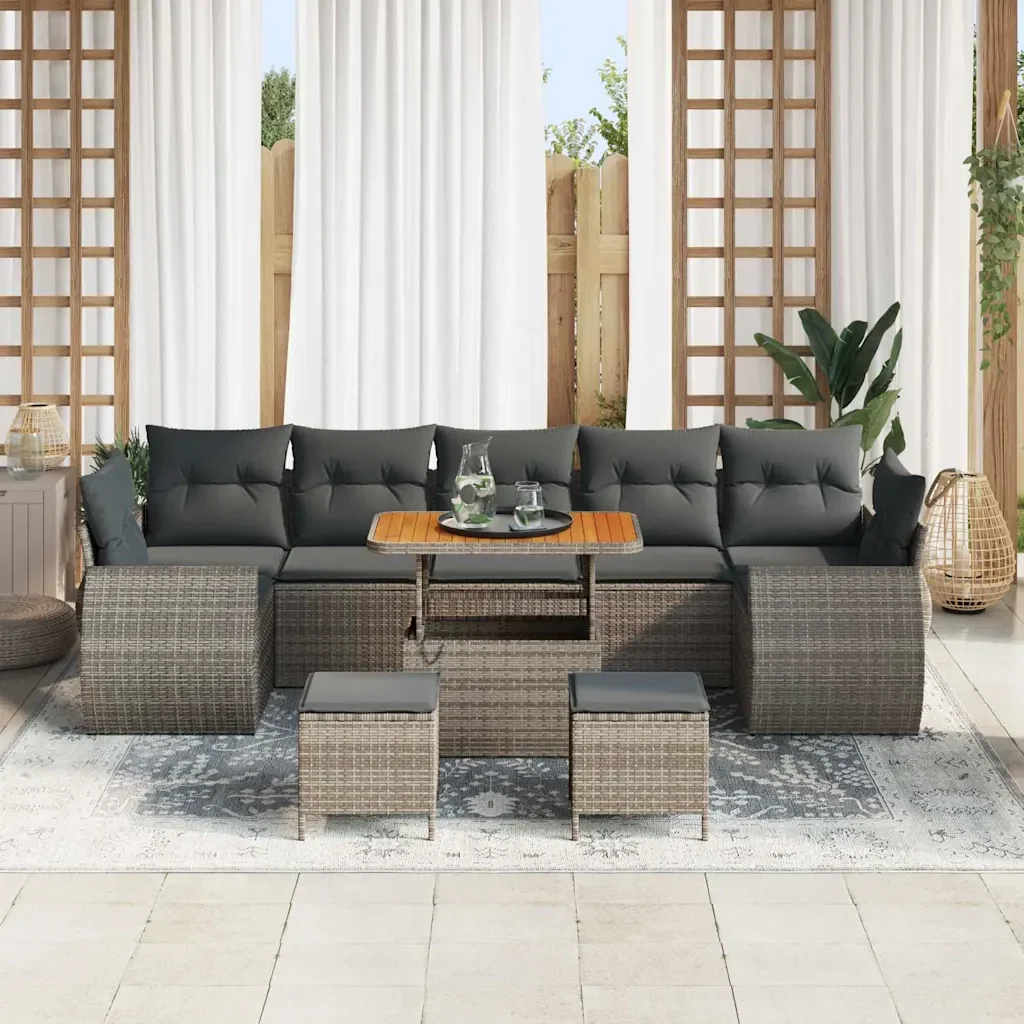 Set Divano da Giardino 10 pcs Grigio polyrattan 3361863 - Image 3
