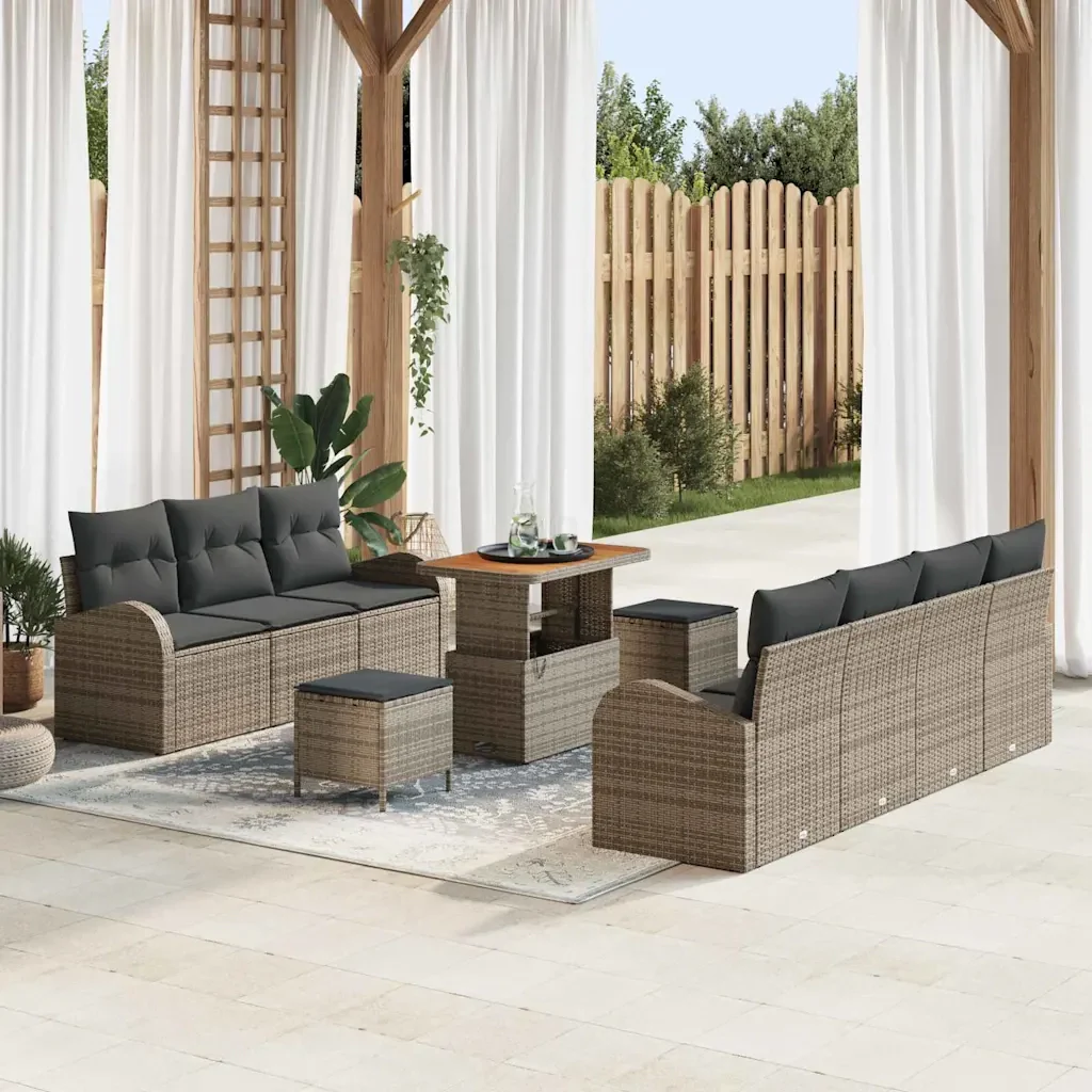 Set Divano da Giardino con cuscino con cuscino 10 pcs Grigio 3364313