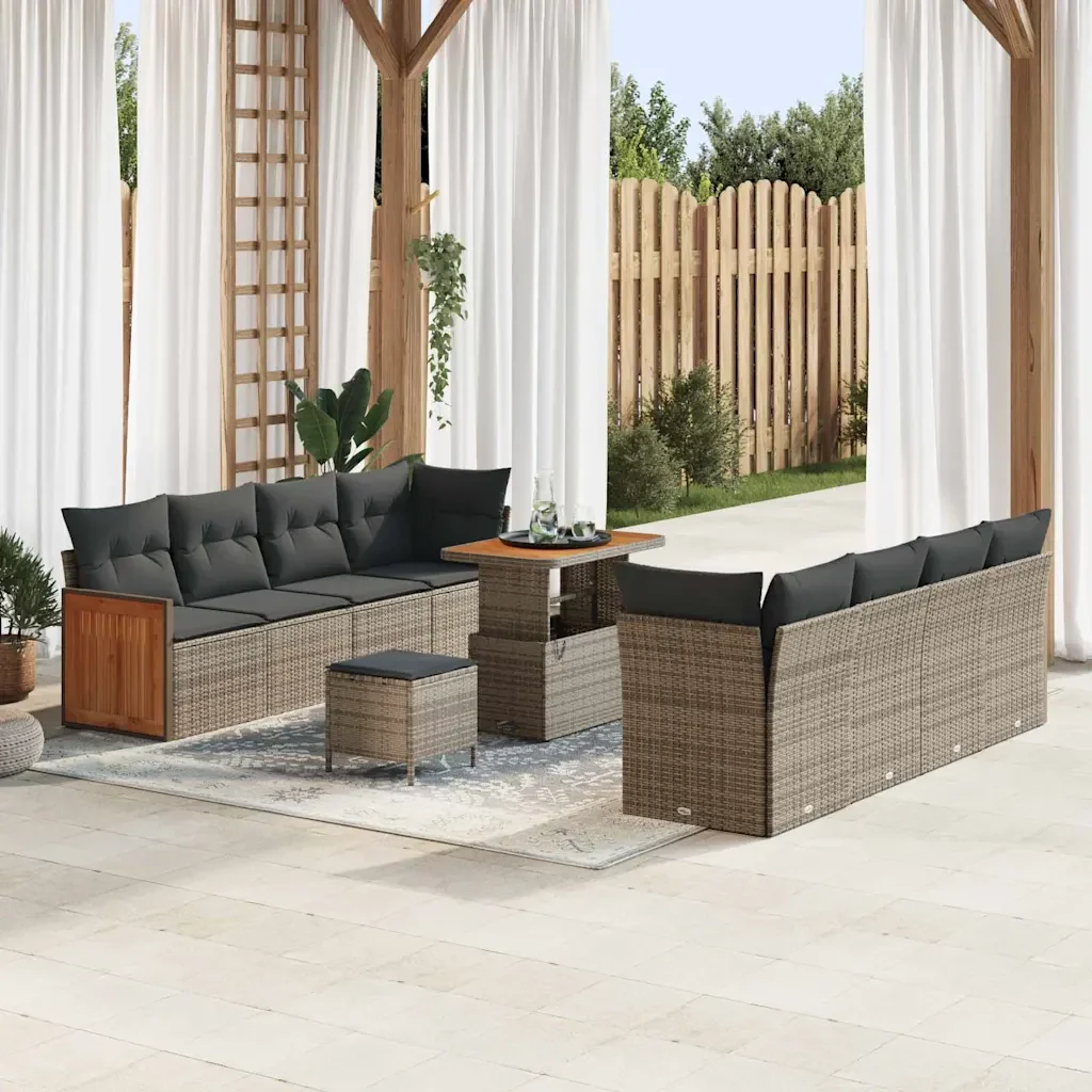 Set Divano da Giardino con cuscino 12 pcs Grigio polyrattan 3365233