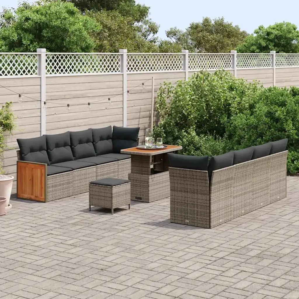 Set Divano da Giardino con cuscino 12 pcs Grigio polyrattan 3365233 - Image 3