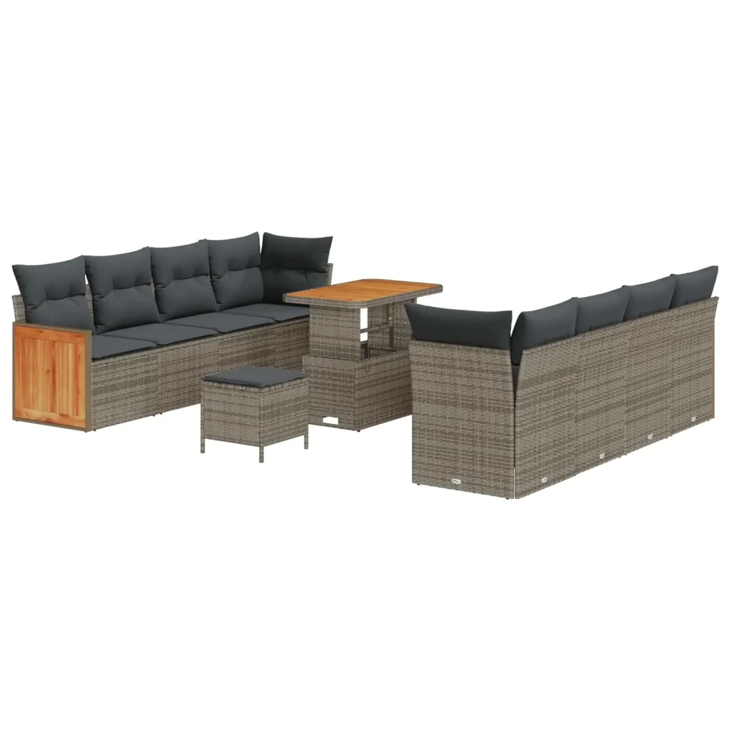 Set Divano da Giardino con cuscino 11 pcs Grigio 3363153 - Image 2