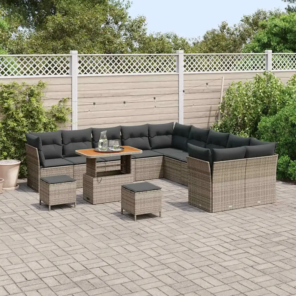 Set Divano da Giardino 13 pcs Grigio polyrattan 3361548 - Image 3