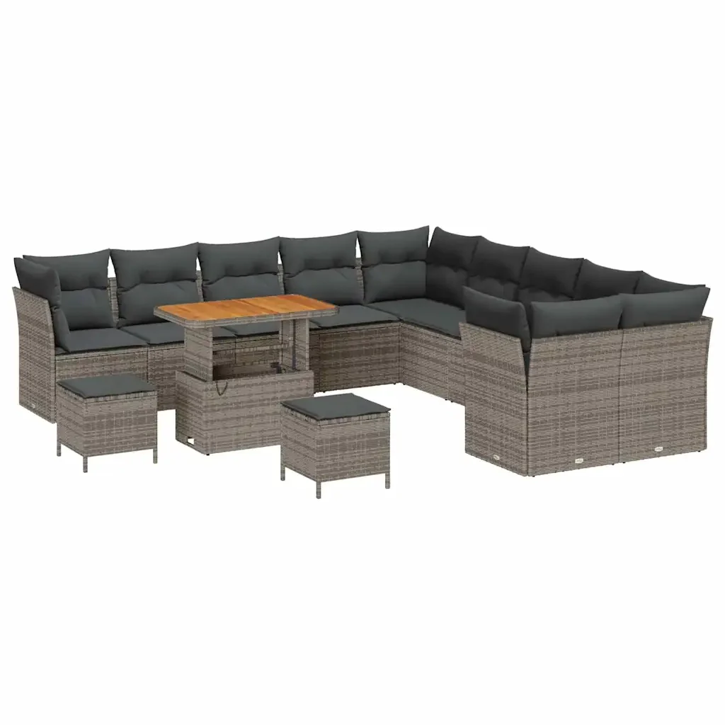 Set Divano da Giardino con cuscino 13 pcs Grigio 3363498 - Image 2