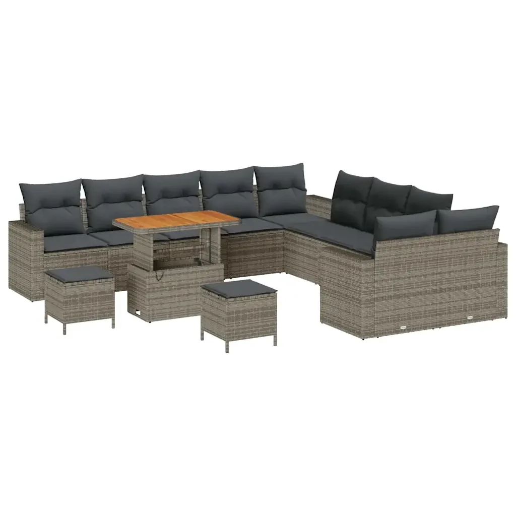 Set Divano da Giardino con cuscino 17 pcs Grigio polyrattan 3363628 - Image 2