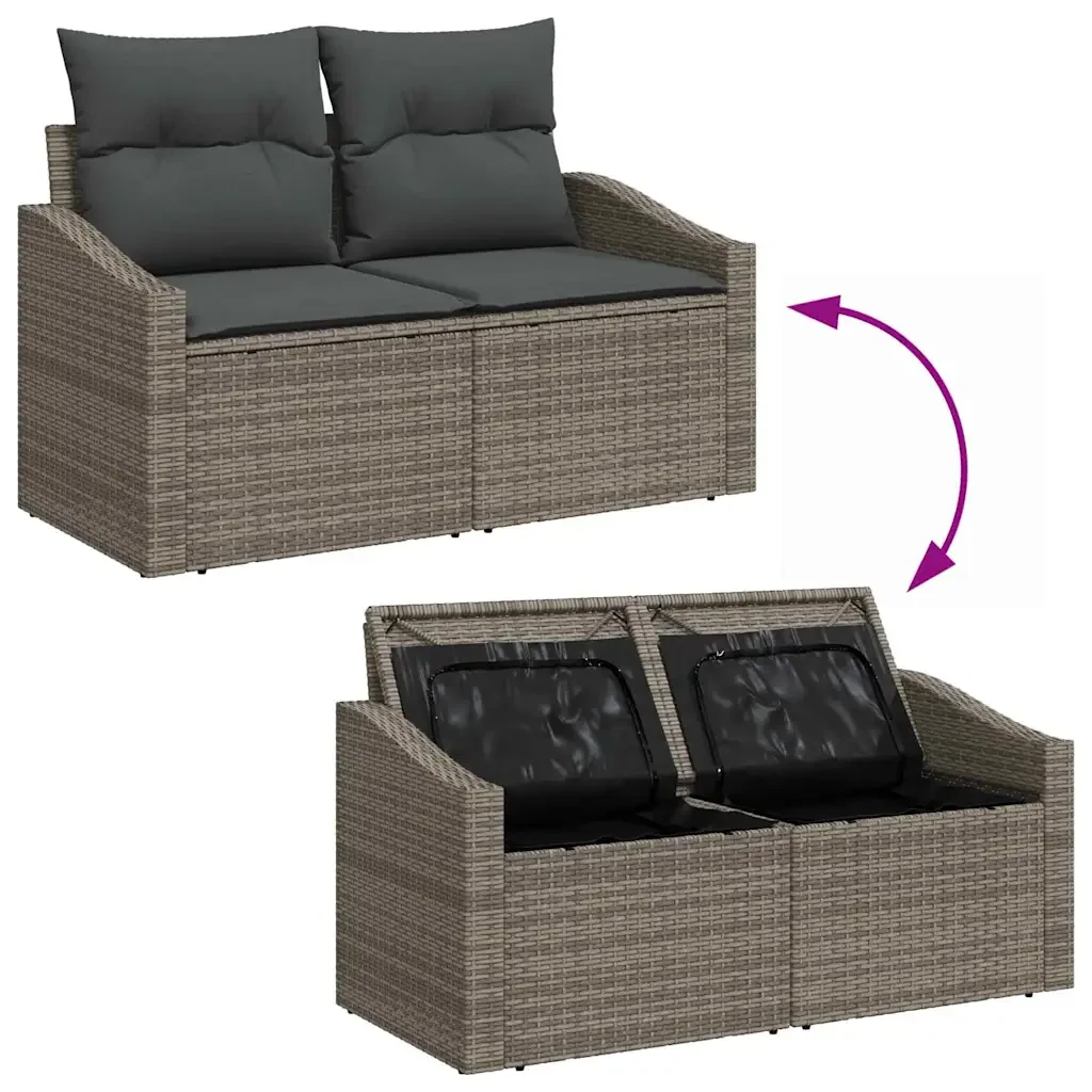 Set Divano da Giardino con cuscino 13 pcs Grigio Poly Rattan 3364668 - Image 10