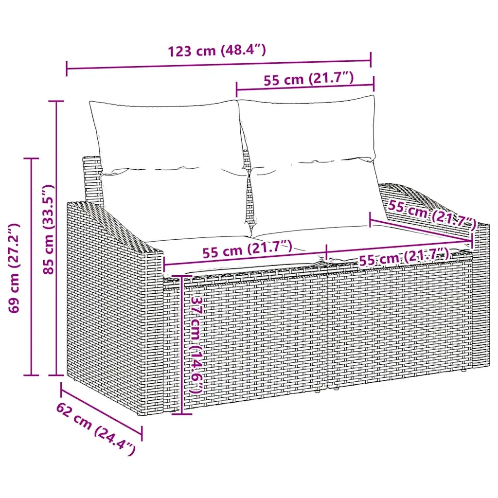Set di divani con cuscino con archiviazione Nero polyrattan 3359256 - Image 10