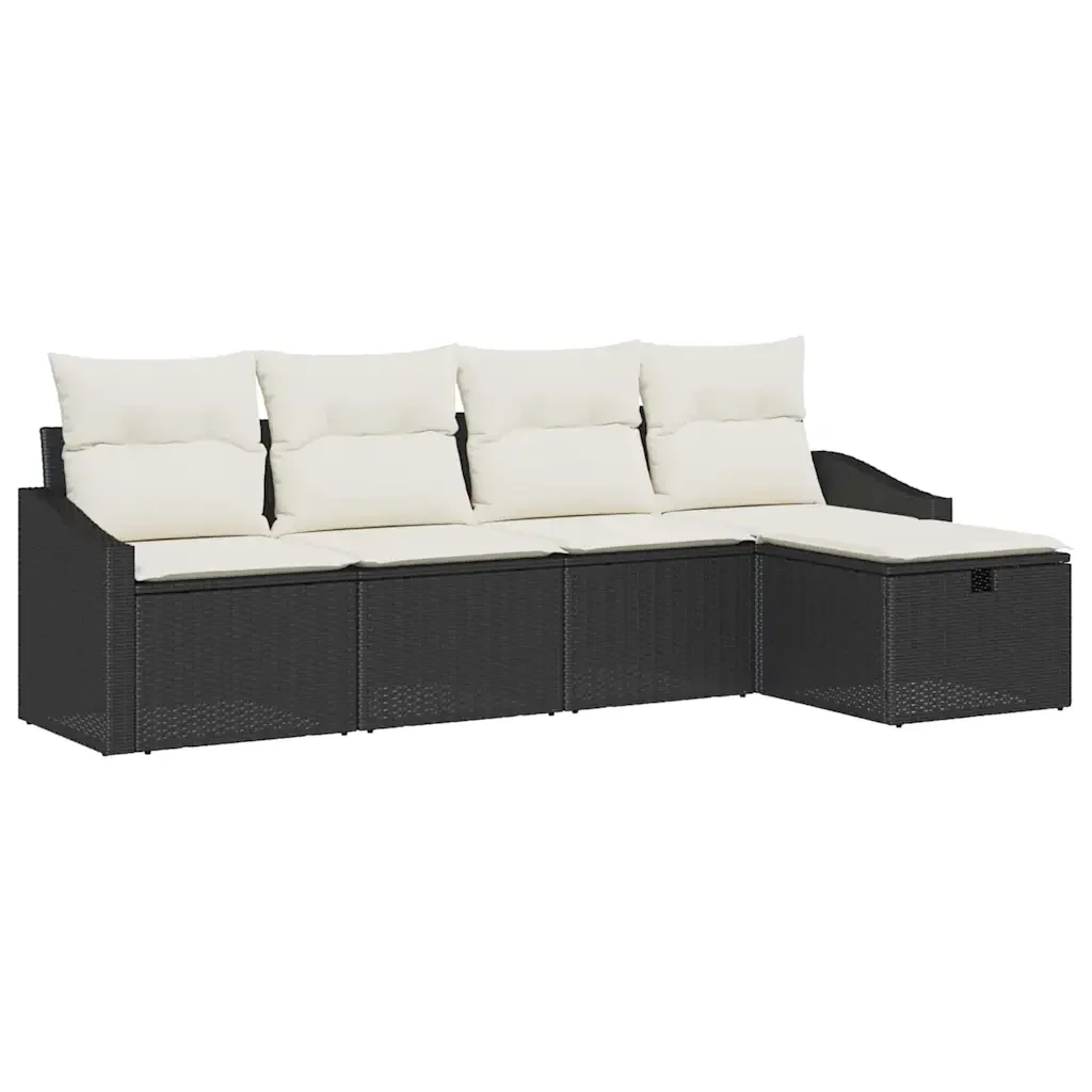 Set di divani con cuscino con archiviazione Nero polyrattan 3359256 - Image 2