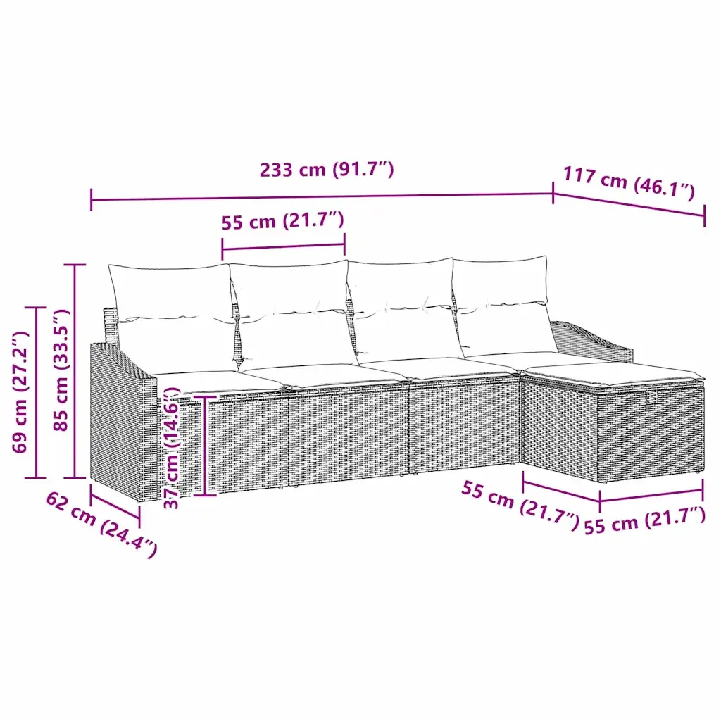 Set di divani con cuscino con archiviazione Nero polyrattan 3359256 - Image 9