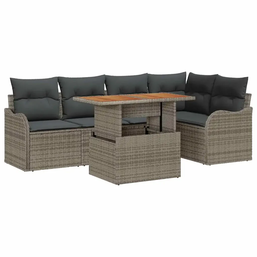 Set Divano da Giardino con cuscino 6 pcs Grigio polyrattan 3349460 - Image 2