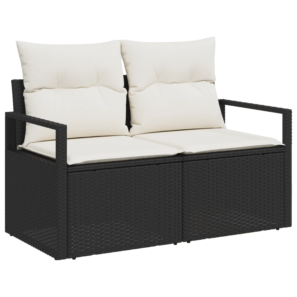 Set di Divani da Giardino 6 Pezzi con Cuscini Nero Polyrattan - Image 4
