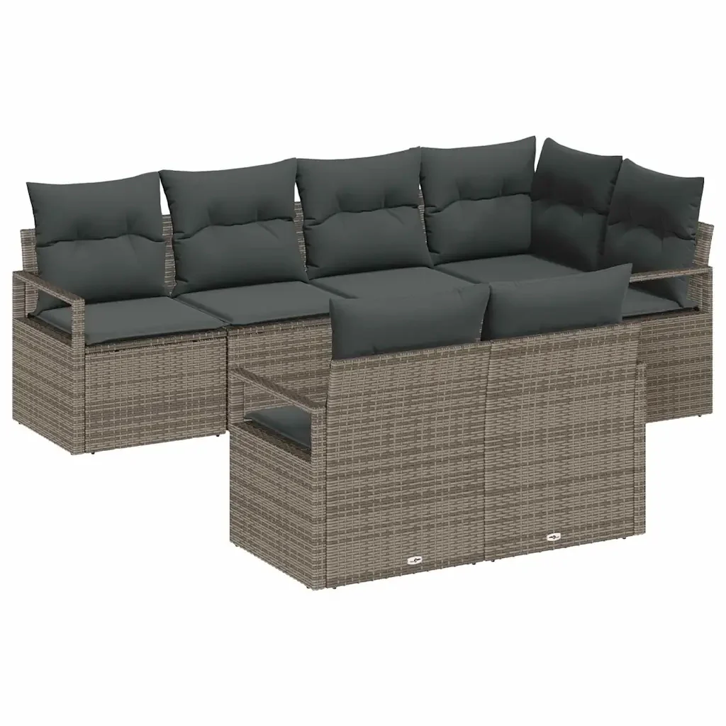 Set di divani 7 pcs Grigio polyrattan 3346419 - Image 2