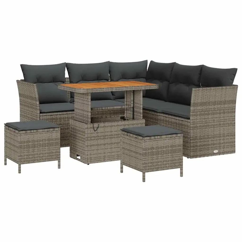 Set Divano da Giardino 8 pcs Grigio polyrattan 3361488 - Image 2