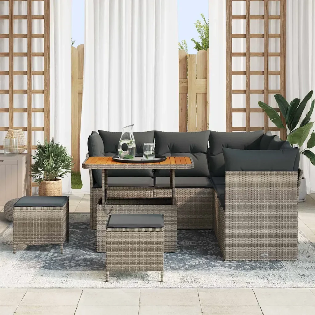Set Divano da Giardino 8 pcs Grigio polyrattan 3361488 - Image 3