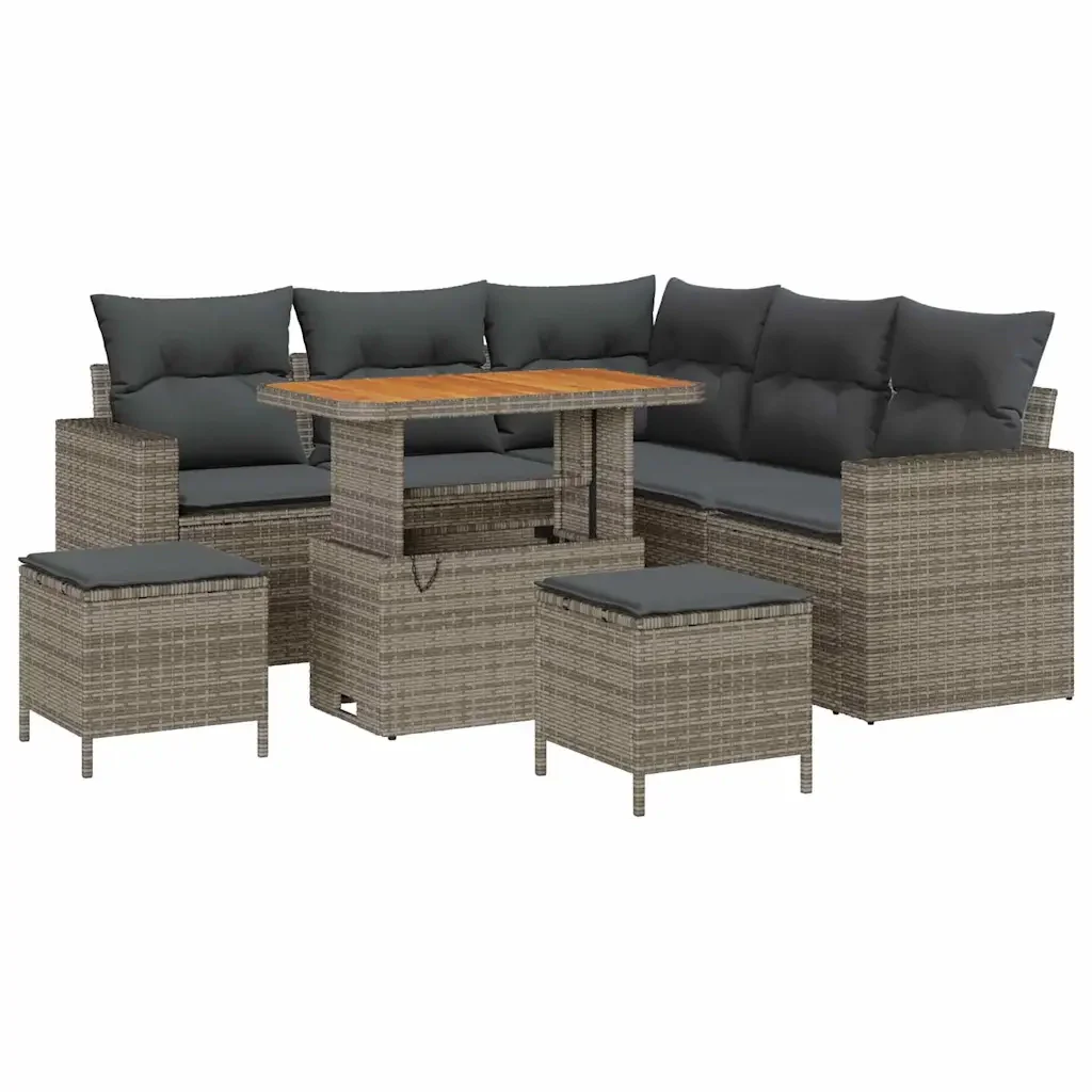 Set Divano da Giardino con cuscino 9 pcs Grigio polyrattan 3363568 - Image 2