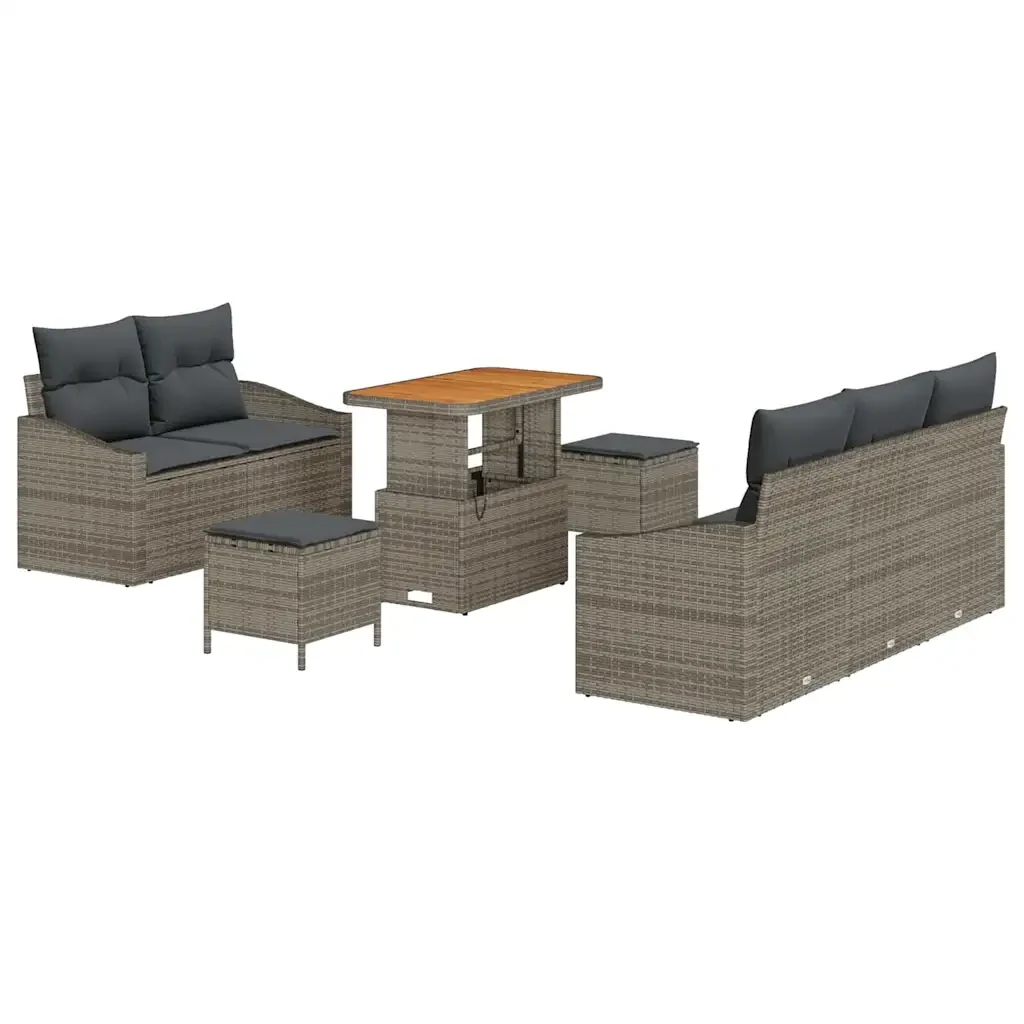 Set Divano da Giardino con cuscino 8 pcs Grigio polyrattan 3362603 - Image 2