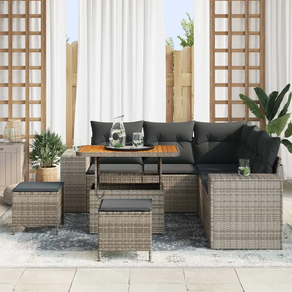 Set Divano da Giardino con cuscino 8 pcs Grigio polyrattan 3363958 - Image 3