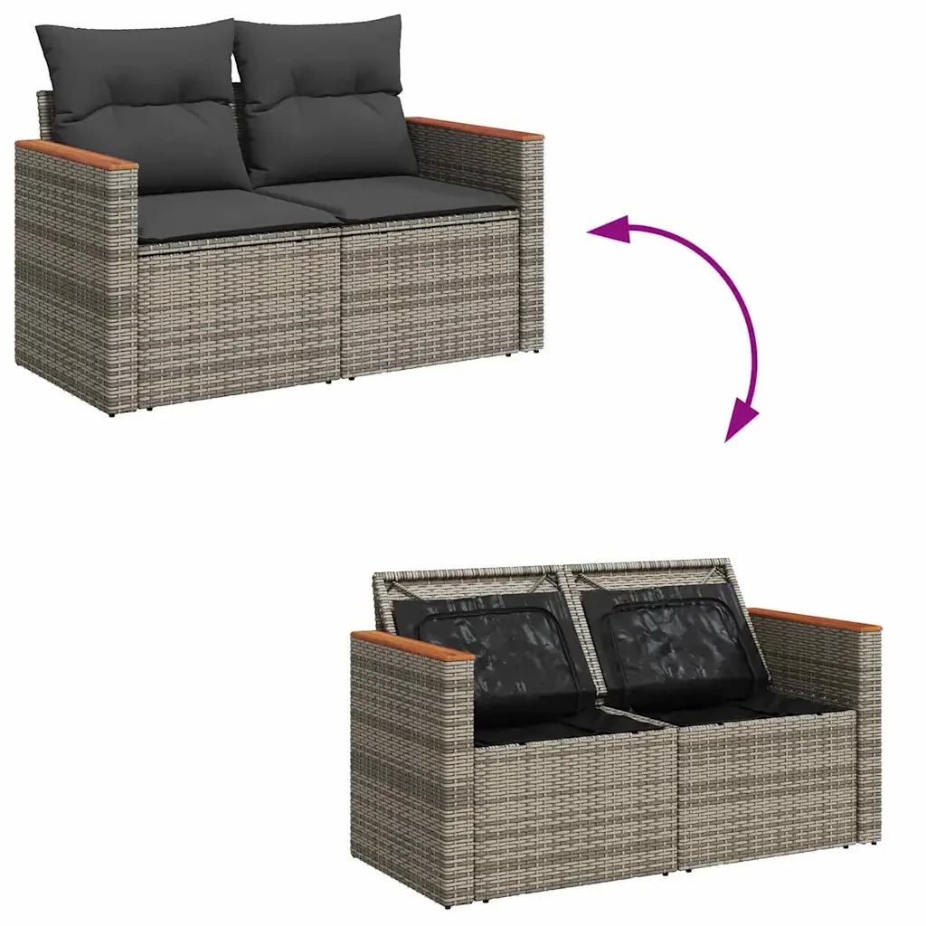 Set Divano da Giardino con cuscino 10 pcs Grigio polyrattan 3364943 - Image 10