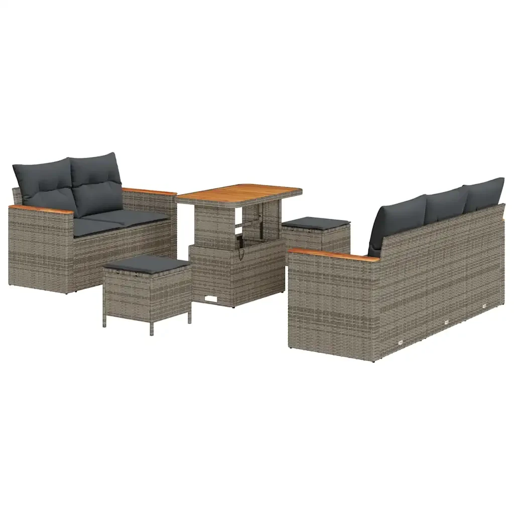 Set Divano da Giardino con cuscino 10 pcs Grigio polyrattan 3364943 - Image 2