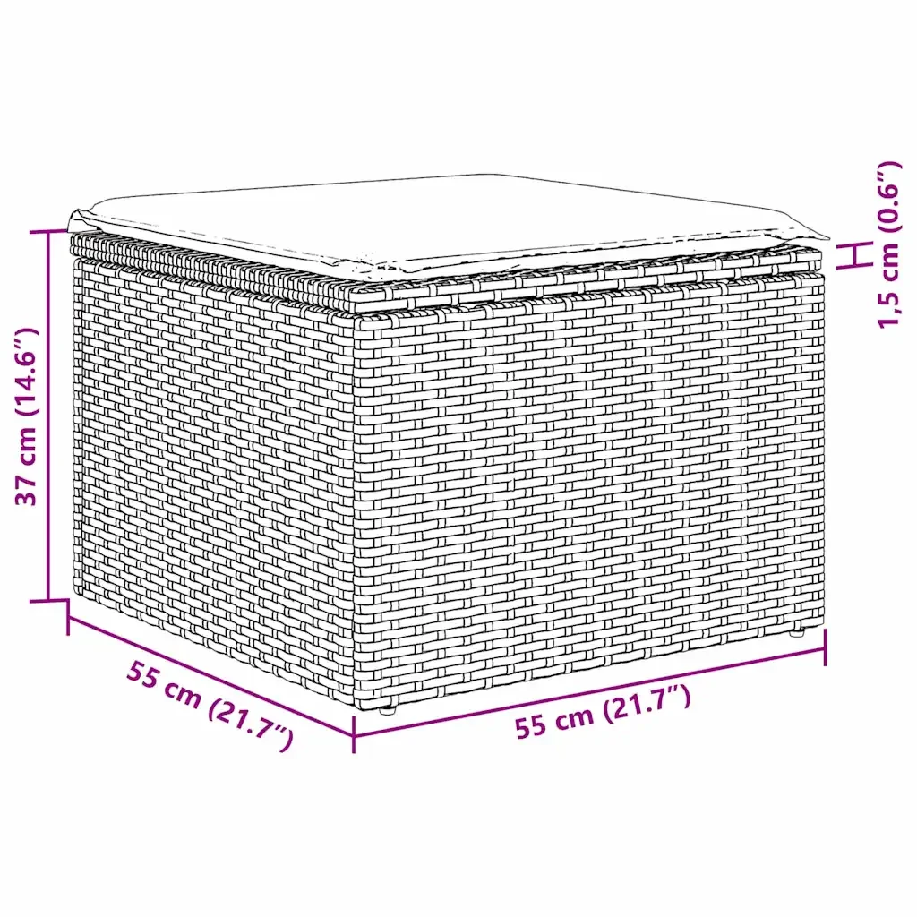 Set Divano da Giardino con cuscino 8 pcs Grigio Poly Rattan 3345819 - Image 10