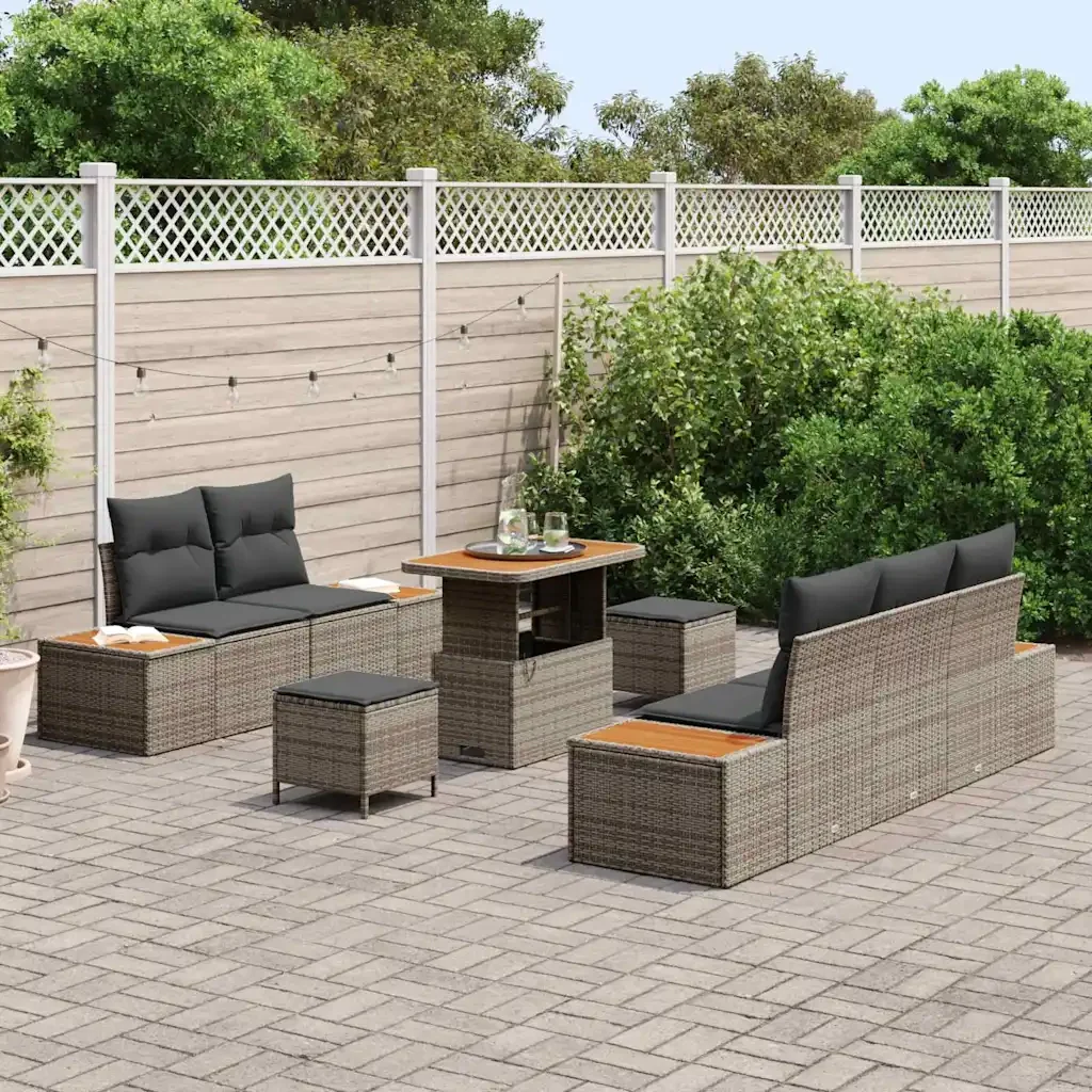 Set Divano da Giardino 8 pcs Grigio chiaro e grigio scuro 3364813 - Image 3