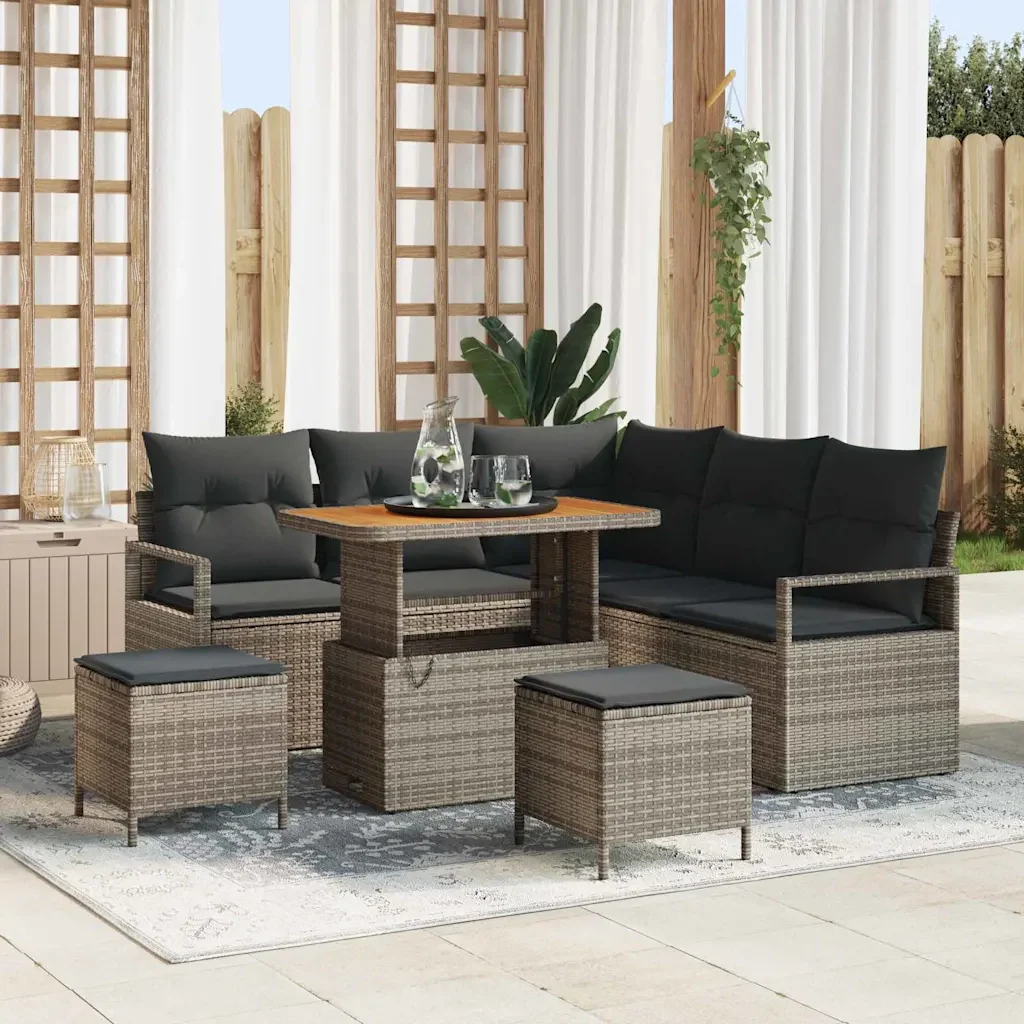Set Divano da Giardino con cuscino 8 pcs Grigio 3364478