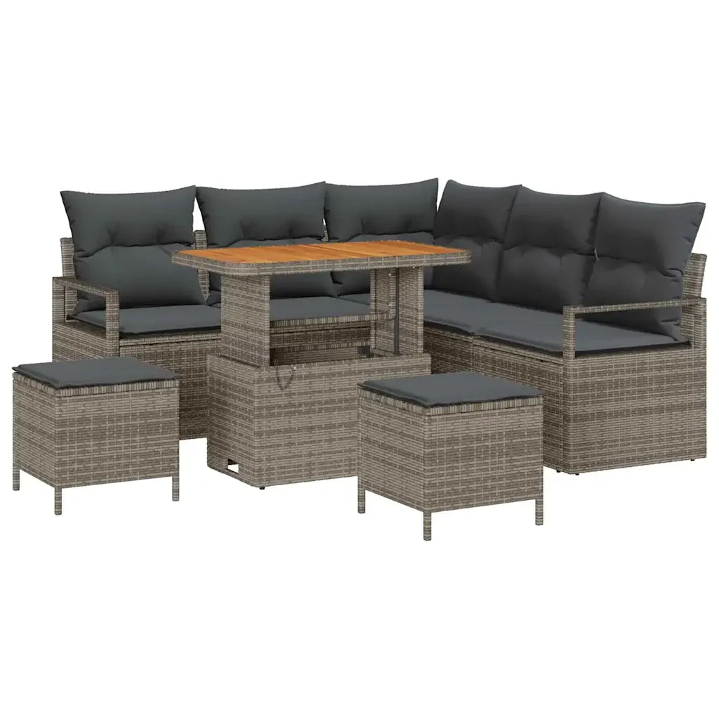 Set Divano da Giardino con cuscino 8 pcs Grigio 3364478 - Image 2