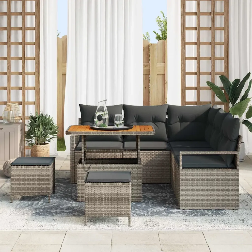 Set Divano da Giardino con cuscino 8 pcs Grigio 3364478 - Image 3