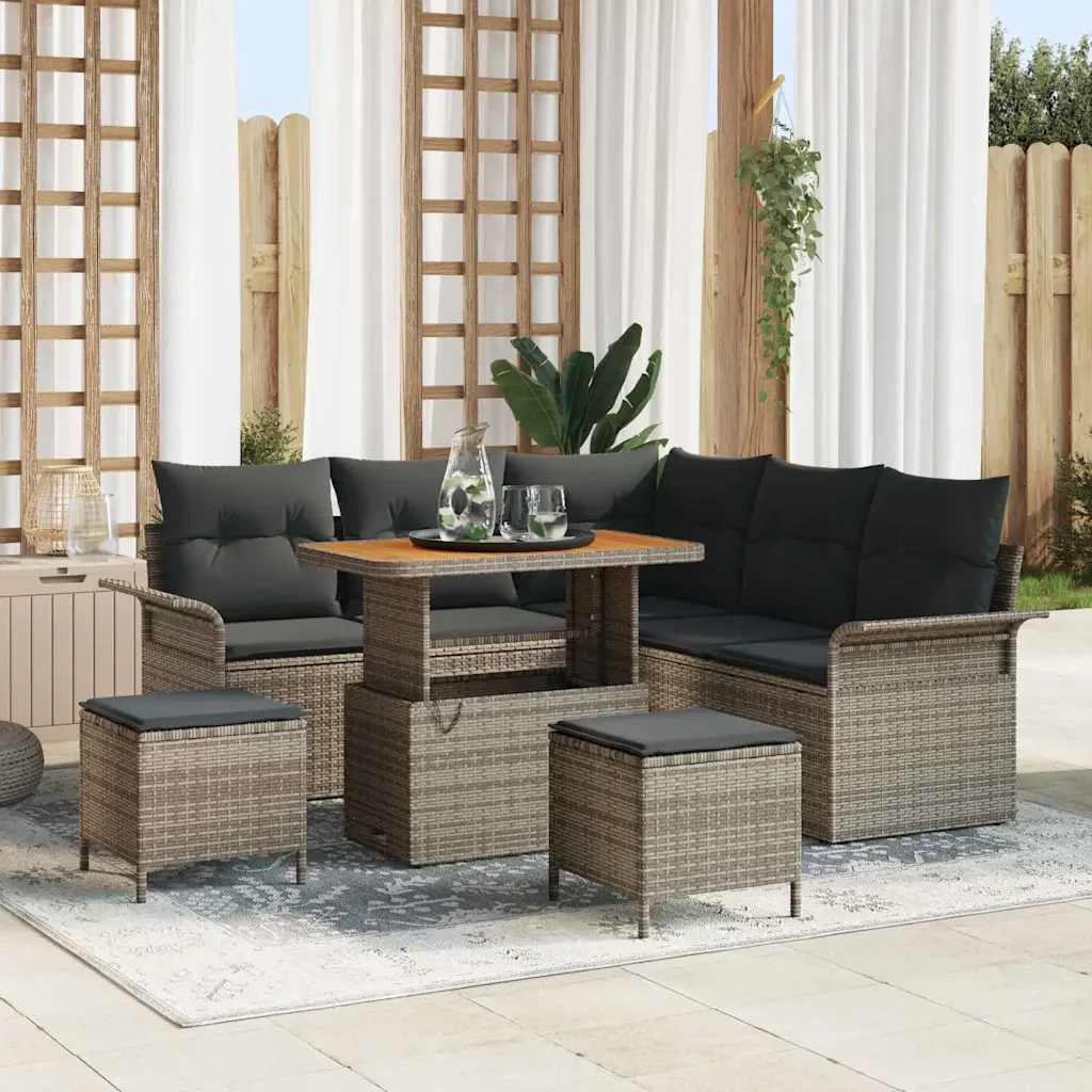 Set Divano da Giardino con cuscino 8 pcs Grigio polyrattan 3362138