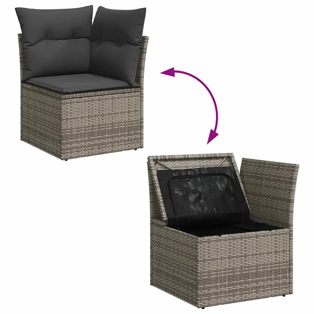 Set Divano da Giardino con cuscino 8 pcs Grigio Poly Rattan 3364998 - Image 10